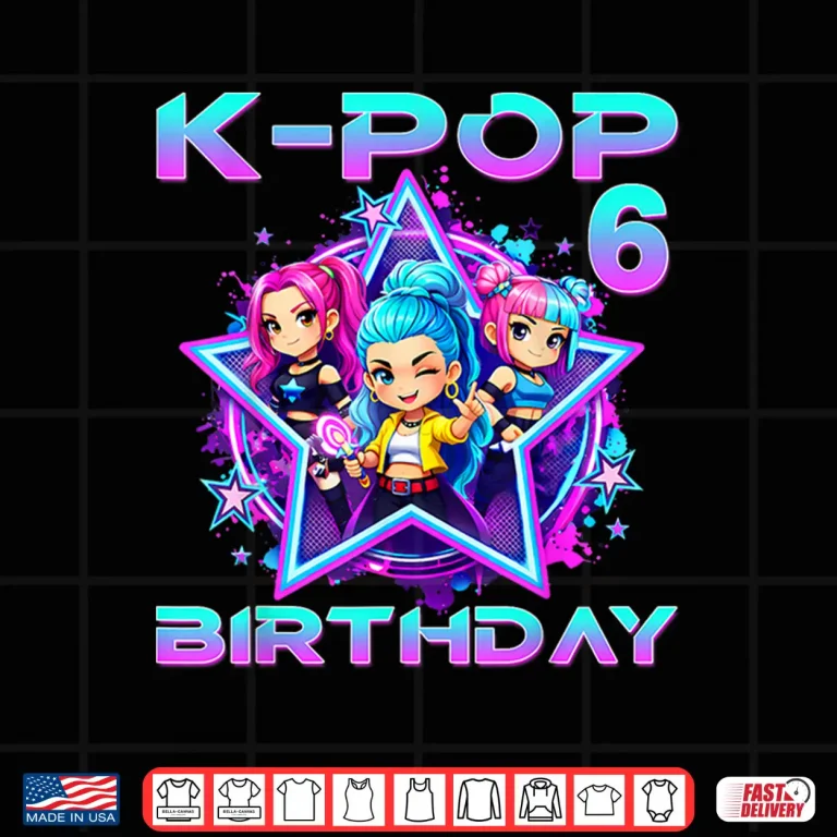 Design 6th Birthday K pop 6 Year Old Korean Music Birthday K Pop Shirt