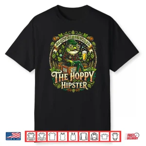 Hoppy Hipster Frog Mustache Beer Lover Ipa Brew Merch Design Shirt