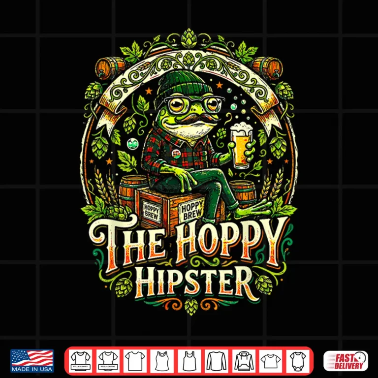 Design Hoppy Hipster Frog Mustache Beer Lover IPA Brew Merch Design Shirt