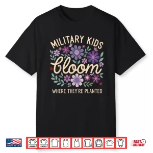 Military Kid Dandelion Bloom Where They’Re Planted Purple Up Shirt