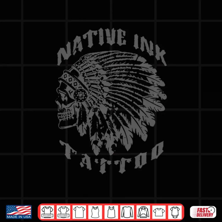 Design Native Ink crewneck Clean gray print. Bold skull headdress Shirt