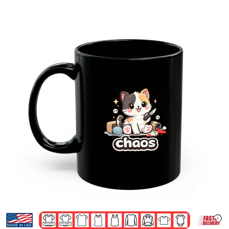 Mug Chaos Cat Kawaii Cute Funny Knife Kitty Meme Shirt
