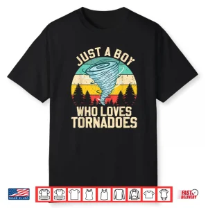Just A Boy Who Loves Tornadoes Retro Storm Chaser Shirt