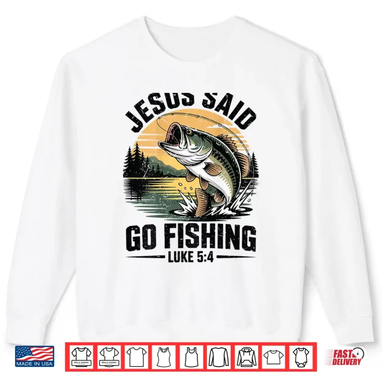 Sweatshirt Boy Christian Fishing Jesus Said Go Fishing Bible Verse Teen Shirt