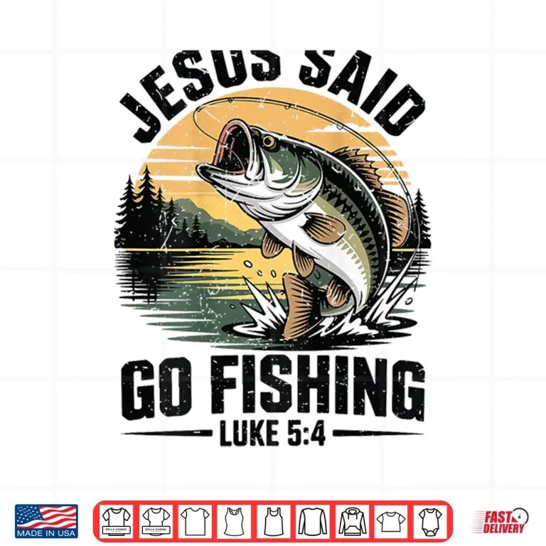 Design Boy Christian Fishing Jesus Said Go Fishing Bible Verse Teen Shirt