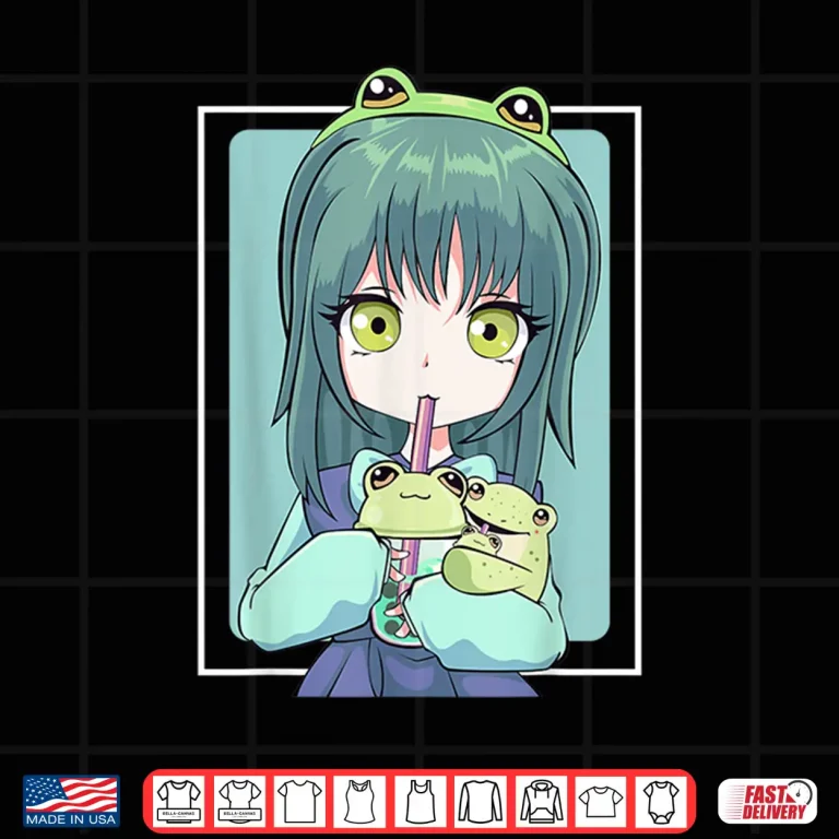 Design Anime Girl for Frog Lovers and Kawaii Boba Tea Frog Teens Shirt