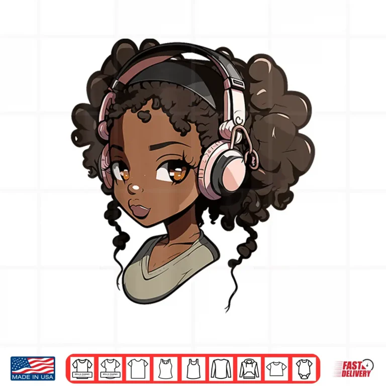 Design Anime and Music Black Girl Anime Merch Afro African American Shirt