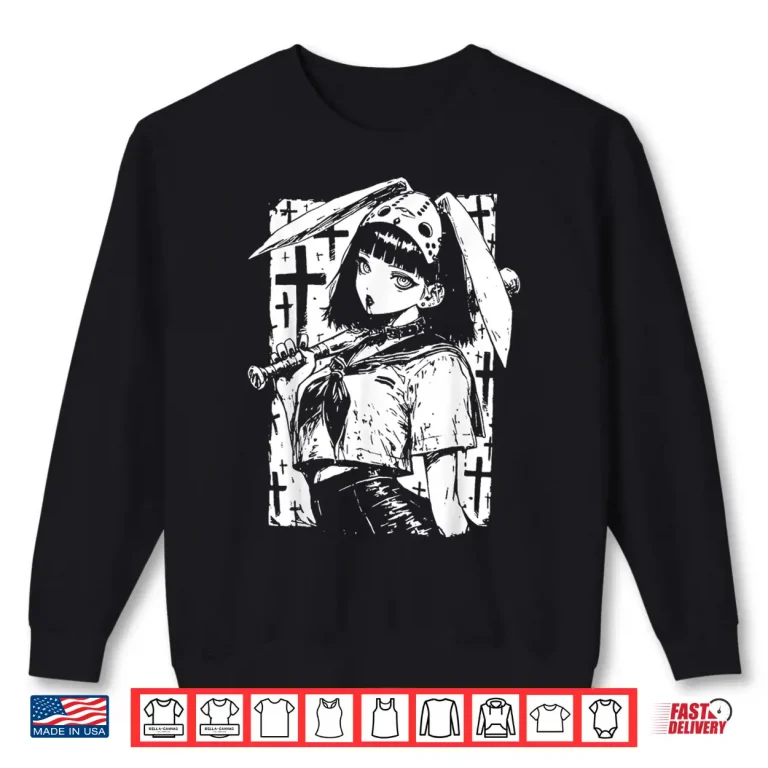 Sweatshirt Creepy Horror Bunny Girl Anime Manga Alt Kawaii Harajuku Shirt
