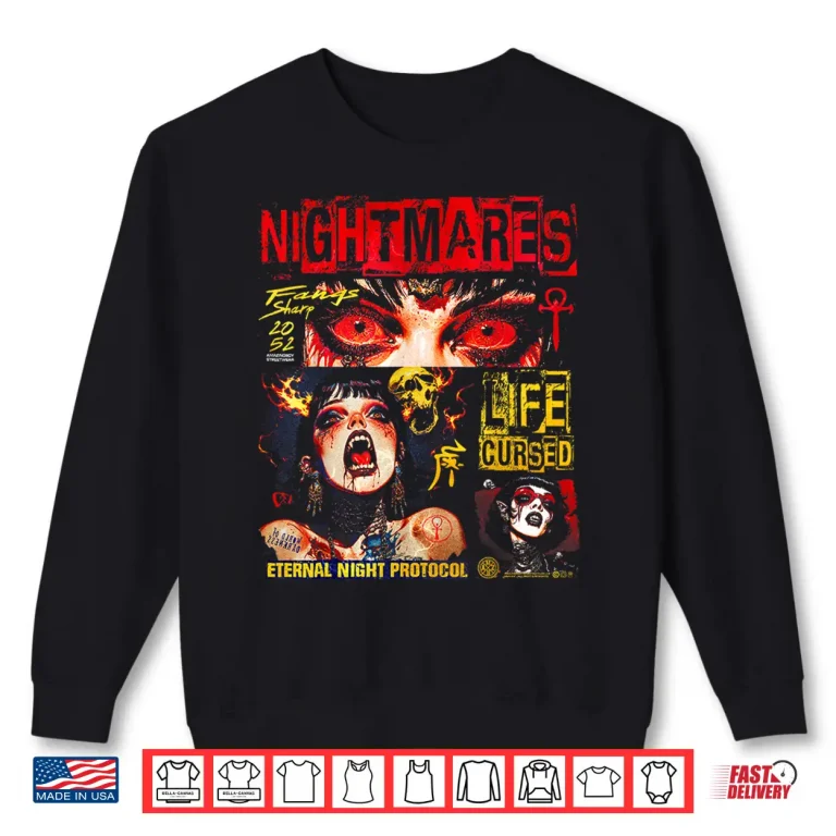 Sweatshirt Creepy Manga Horror Gothic Anime Japanese Goth Y2K Vampire Shirt