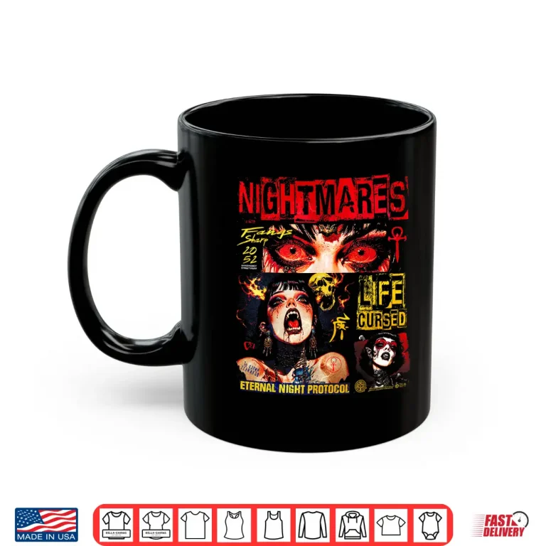 Mug Creepy Manga Horror Gothic Anime Japanese Goth Y2K Vampire Shirt
