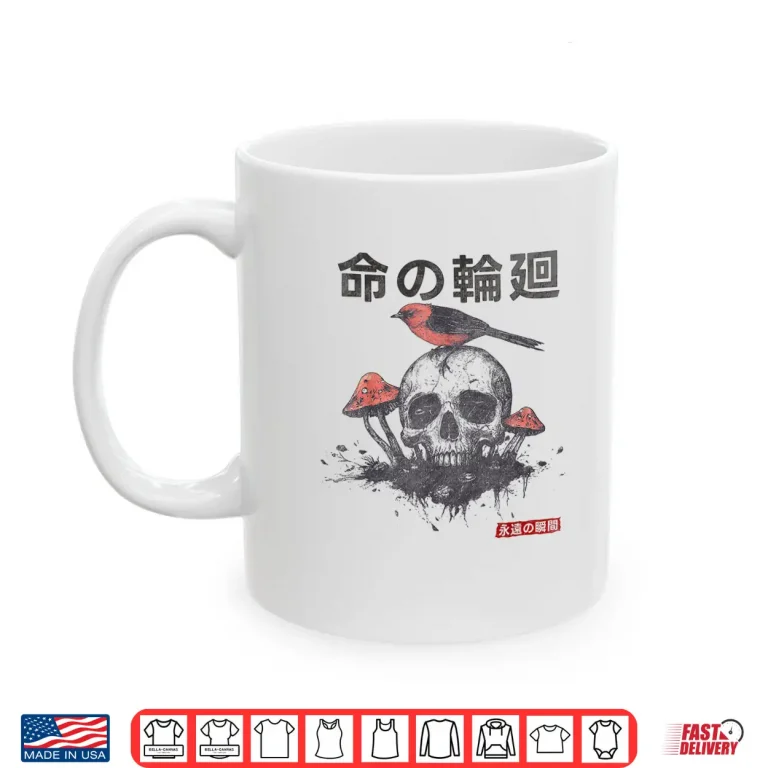 Mug Japanese Retro Graphic Gothic Mushroom Skull Manga Horror Shirt