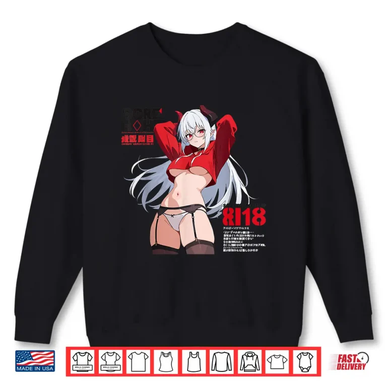 Sweatshirt Waifu Sexy Anime Girl Glasses Horns Japanese Style Shirt