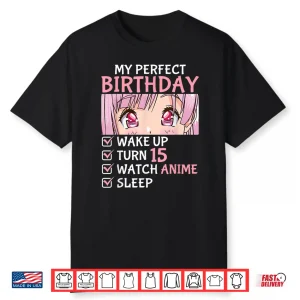 15Th Birthday Watch Anime 15 Years Old Anime Teen Girls Shirt