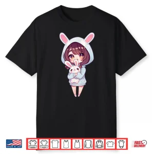 Anime Girl With Bunny Kawaii Easter Japanese Otaku Girl Shirt