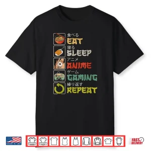 Eat Sleep Anime Gaming Repeat Gamer Men Teen Boy Gifts Anime Shirt