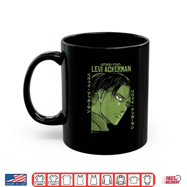 Mug Attack on Titan Levi Ackerman Japanese Manga Face Portrait Shirt