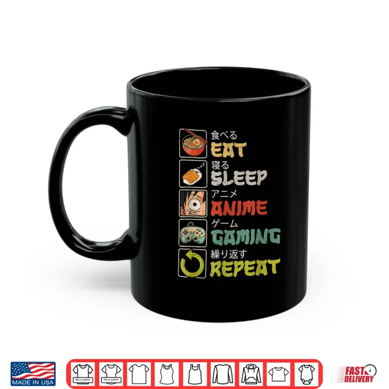 Mug Eat Sleep Anime Gaming Repeat Gamer Men Teen Boy Gifts Anime Shirt