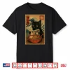 Funny Anime Cat Reading Manga Ramen Bowl Retro Japanese Cat Shirt
