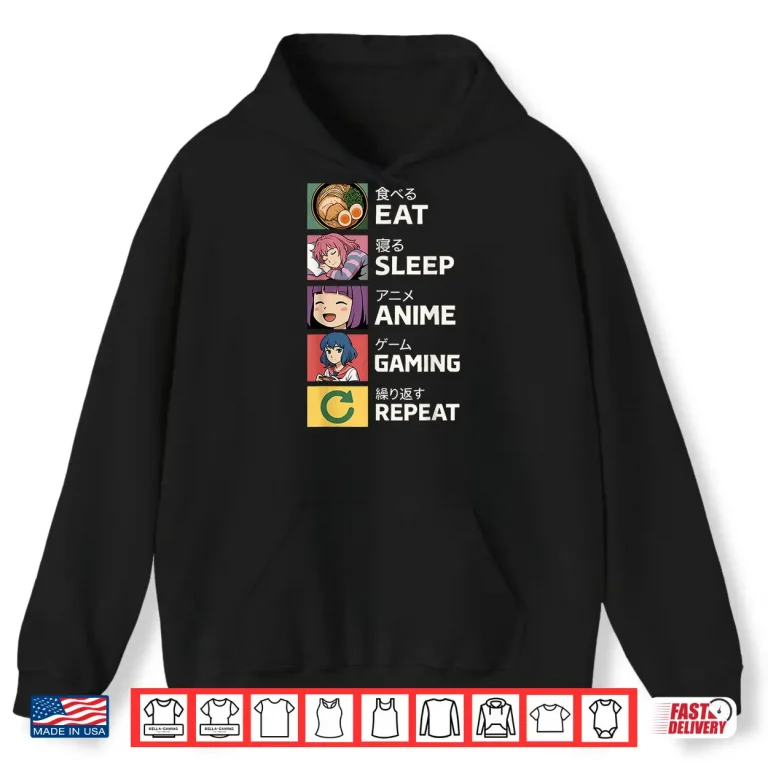 Hoodie Eat Sleep Anime Gaming Repeat Shirt