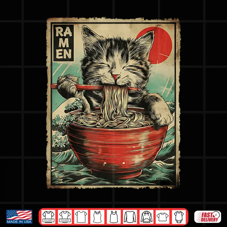 Design Funny Ramen Cat Noodle Lovers Anime Otaku Shirt