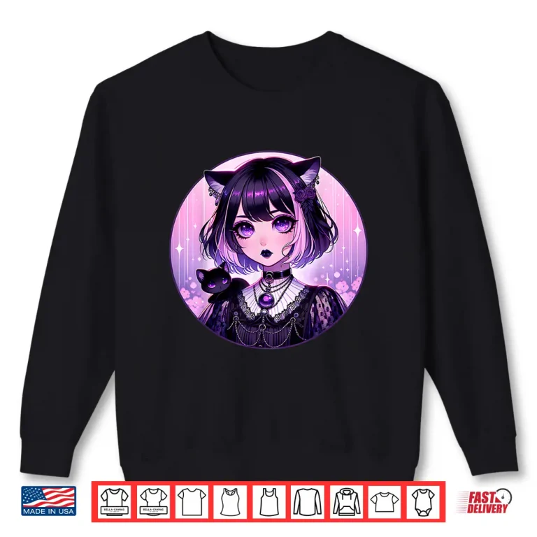 Sweatshirt Japanese Gothic Kawaii Anime Pastel Goth Emo Witchy Cat Girl Shirt