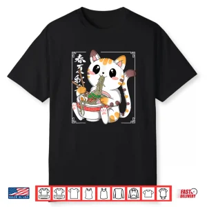 Kawaii Cat Ramen Noodles Anime Neko Japanese Manga Otaku Shirt