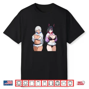 Waifu Sexy Anime Girl Horns Mini Skirt Japanese Retro Art Shirt