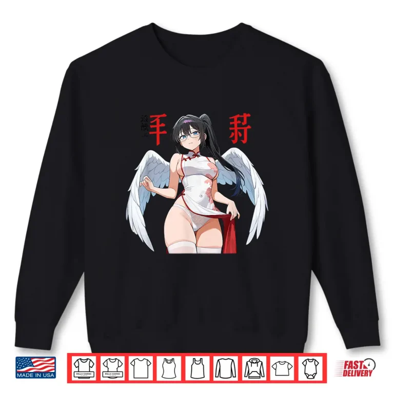 Waifu Sexy Anime Girl Angel Devil Wings Japanese Art Shirt 2 Sweatshirt Waifu Sexy Anime Girl Angel Devil Wings Japanese Art Shirt
