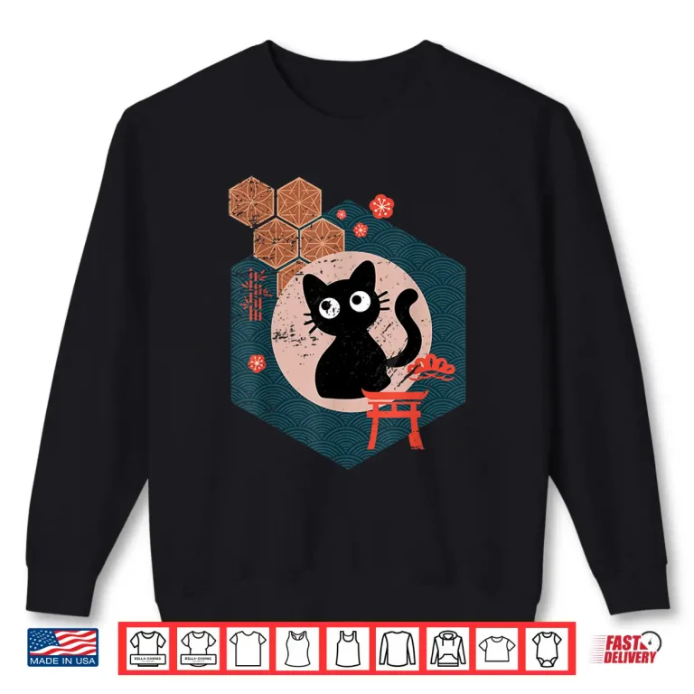 Sweatshirt Black Cat Lover japanese kitten anime tokyo otaku lifestyle Shirt