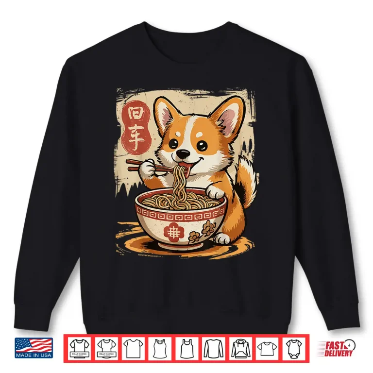 Sweatshirt Corgi Eating Ramen Shirt