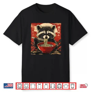 Kawaii Cute Raccoon Eating Ramen Noodles Anime Gift Shirt