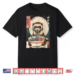 Kawaii Ferret Eating Ramen Noodles Funny Gift Men Women Kid Shirt