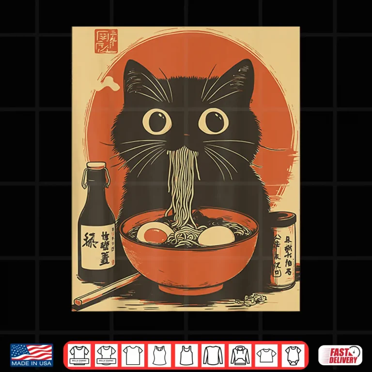 Design Kawaii Noodles Soup Anime Japanese Ramen Cat Teens Girls Shirt