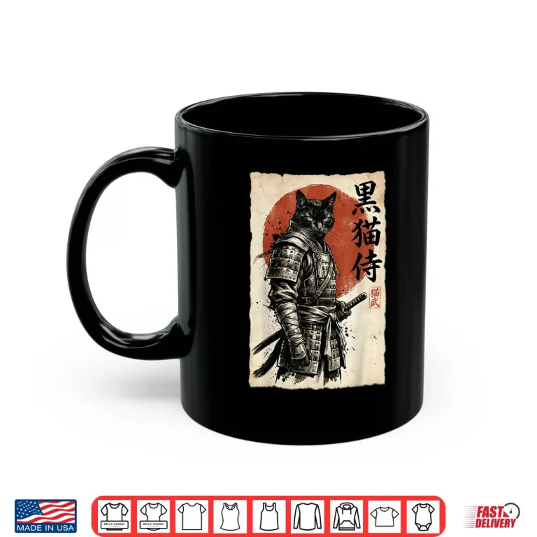 Mug Samurai Cat Warrior Japanese Art Kawaii Anime Cat Samurai Shirt