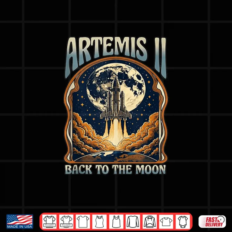 Design Artemis II Back to The Moon Vintage Space Launch Rocket Shirt