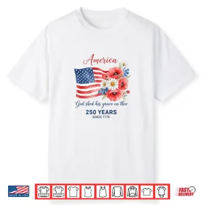 250 Years Since 1776 Patriotic Floral Flag Shirt