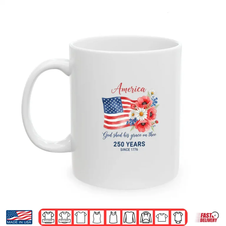 Mug 250 Years Since 1776 Patriotic Floral Flag Shirt