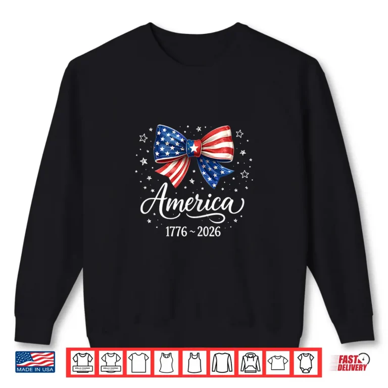 Sweatshirt 250th Anniversary USA Coquette Bow Girls Kids Womens Shirt