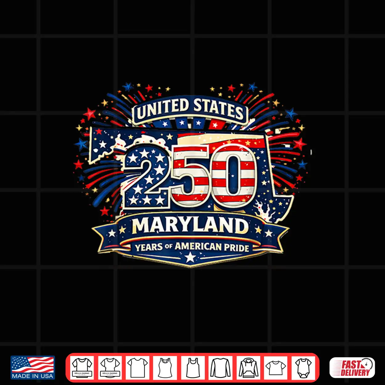 American 250 Maryland Shirt Fireworks Anniversary 4 July Shirt American 250 Maryland Shirt Fireworks Anniversary 4 July Shirt