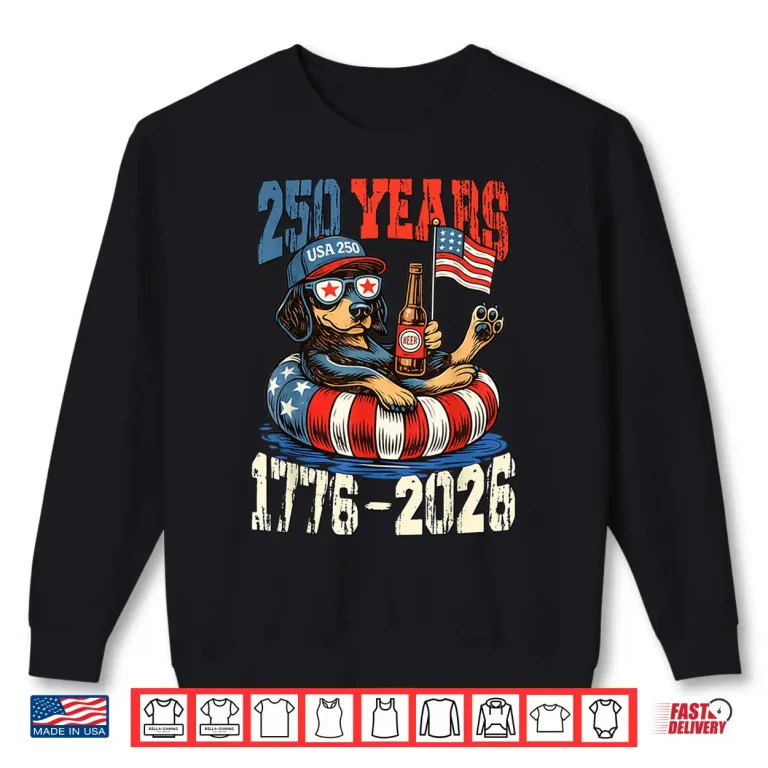 Sweatshirt Patriotic Dog Dachshund 250th Anniversary 4th of July Retro Shirt