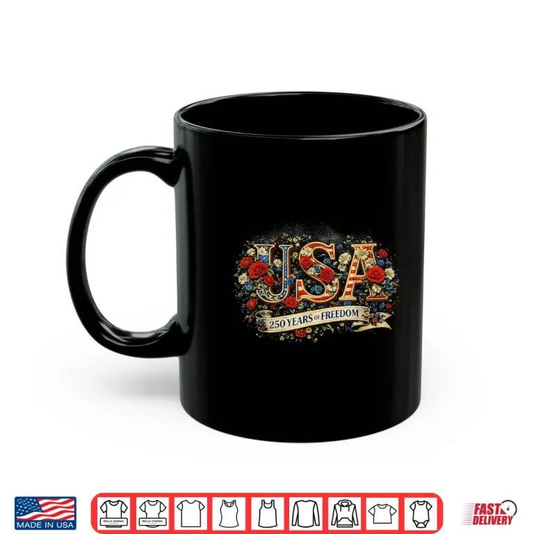 Mug Vintage Floral 250 Years of Freedom 1776 2026 USA Flag Shirt