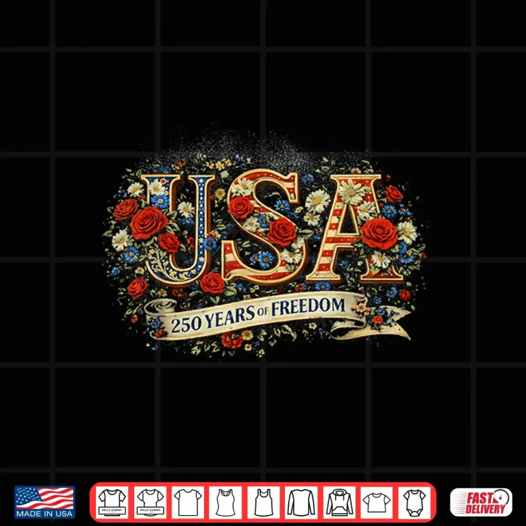 Design Vintage Floral 250 Years of Freedom 1776 2026 USA Flag Shirt
