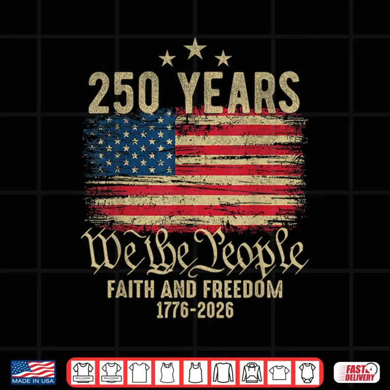 Design 250 Years American Flag 1776 2026 Patriotic 4th of July Shirt