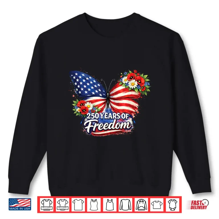 Sweatshirt 250 Years of Blessings Floral American Flag Butterfly Shirt