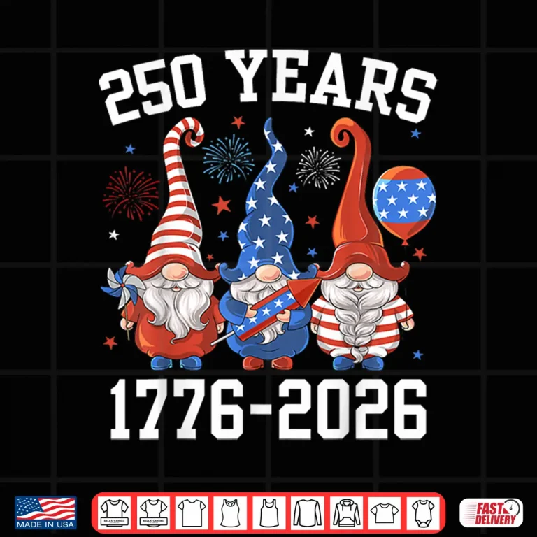 Design Gnome 250 Years 1776 2026 250th Birthday 4th of July Shirt