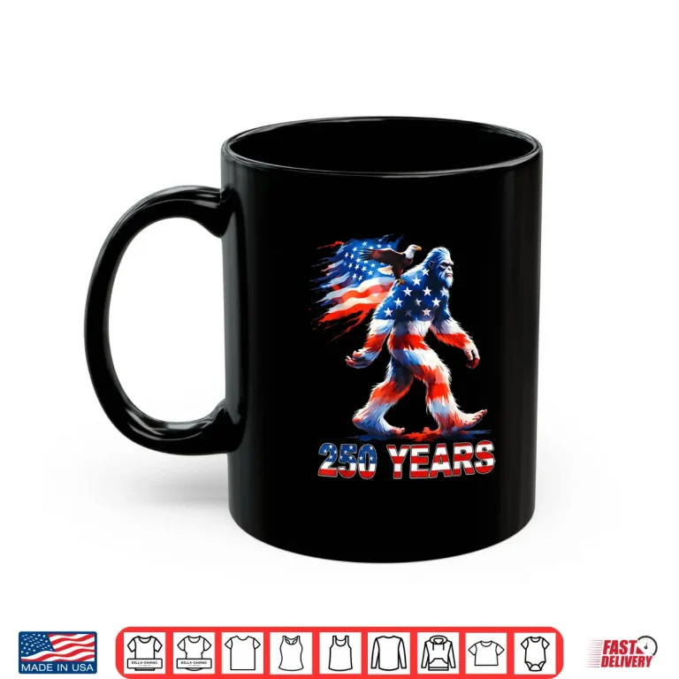 Mug Bigfoot Rock and Flag 250 Years 1776 2026 250th Birthday Shirt