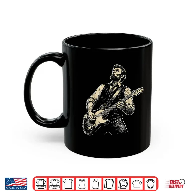 Mug Abraham Lincoln Abe Lincoln Playing Guitar Retro Vintage Shirt