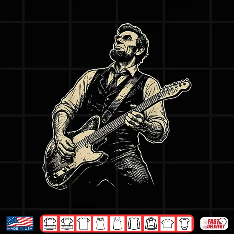 Design Abraham Lincoln Abe Lincoln Playing Guitar Retro Vintage Shirt
