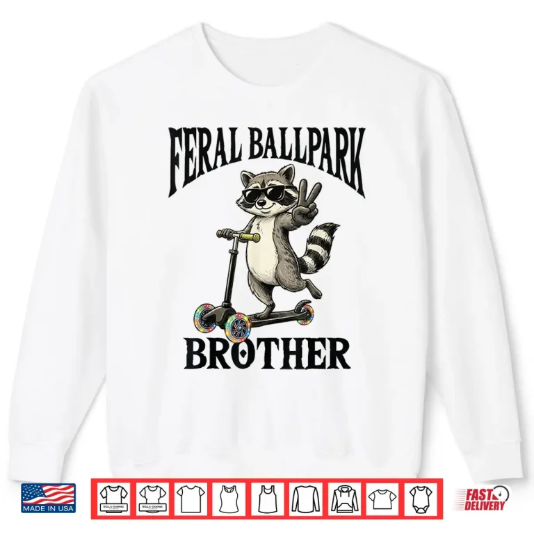 Sweatshirt Raccoon and Scooter Feral Ballpark Brother Ballfield Sibling Shirt