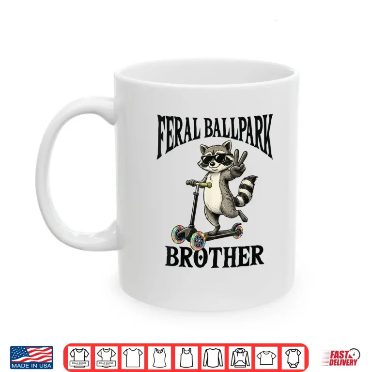 Mug Raccoon and Scooter Feral Ballpark Brother Ballfield Sibling Shirt